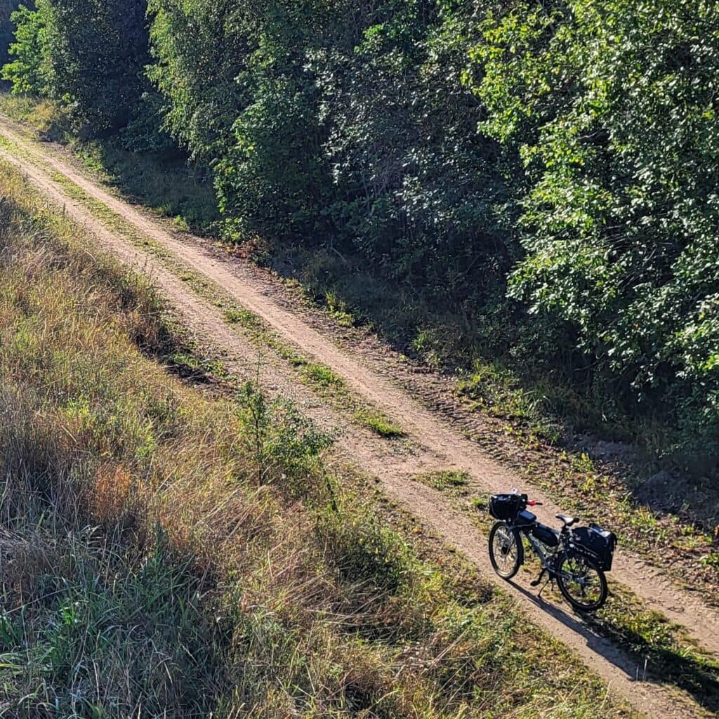 Szlak rowerowy w kierunku Rynu na Mazurskiej Pętli Rowerowej