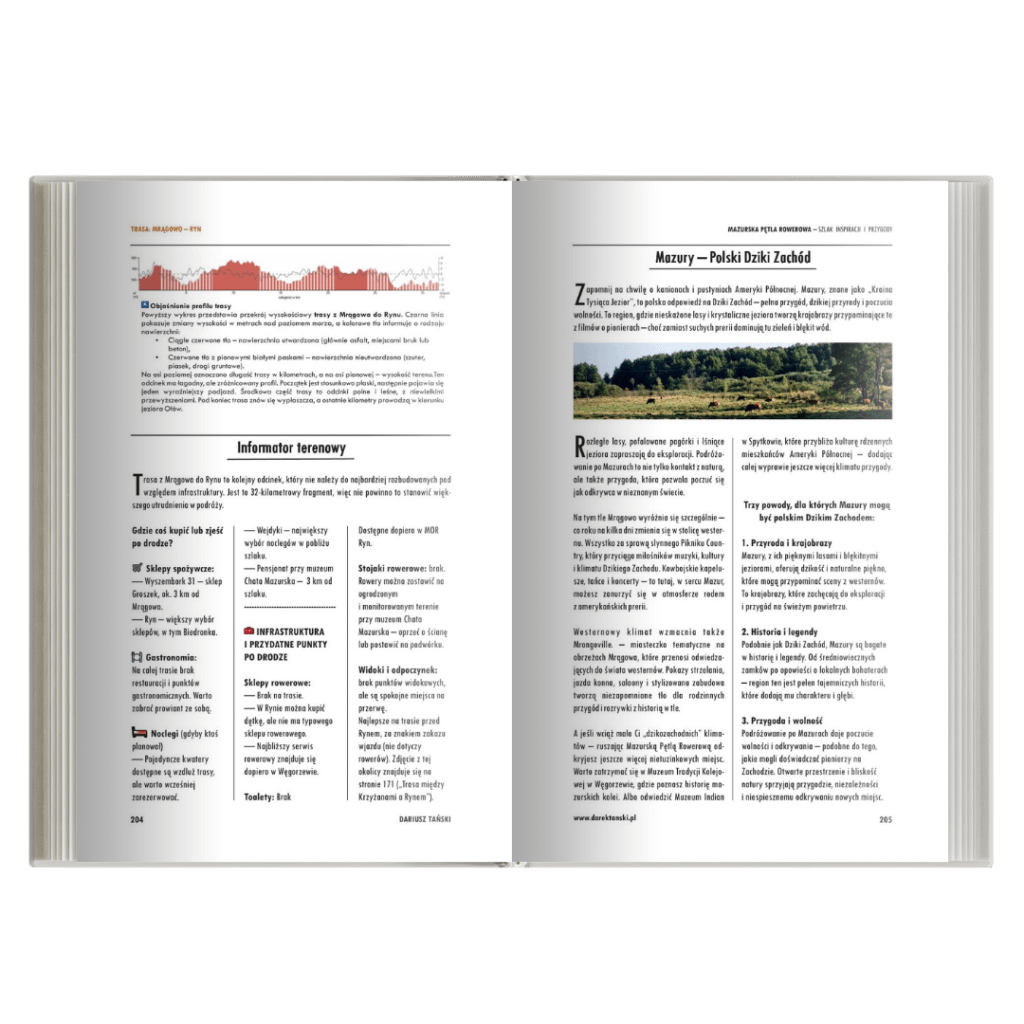 Przewodnik Mazurska Pętla Rowerowa – profil trasy i informacje terenowe na odcinku Mrągowo–Ryn