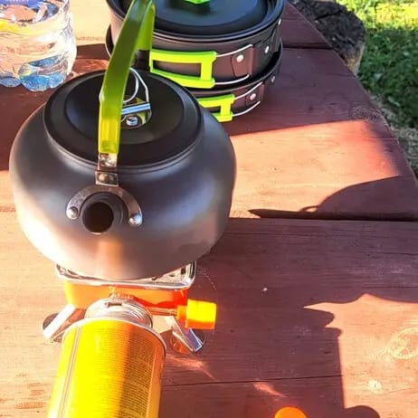 Dziennik Mazurska Pętla Rowerowa - poranek na biwaku i przygotowanie porannej kawy