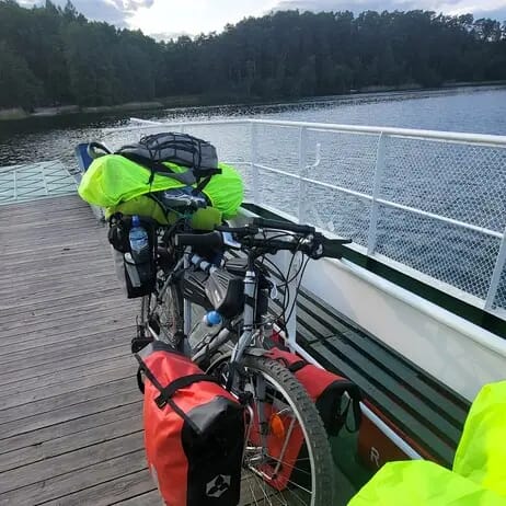 Dziennik Mazurska Pętla Rowerowa - rower na promie podczas powrotu do Pisza