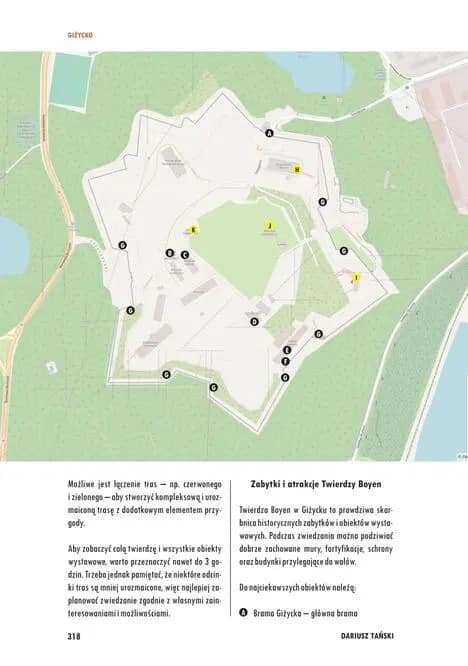 Mapa Twierdzy Boyen w Giżycku – plan zwiedzania i rozmieszczenie obiektów