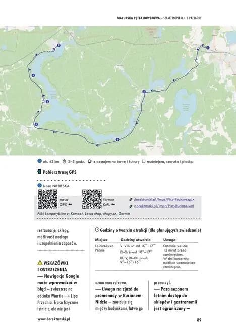 Mapa trasy Pisz–Ruciane-Nida z przebiegiem i plikami GPX – Mazurska Pętla Rowerowa