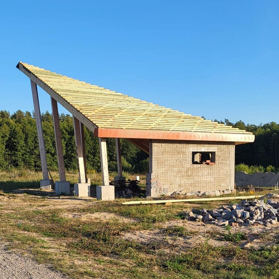 MOR Ogonki na Mazurach – Miejsce Obsługi Rowerzystów w trakcie budowy